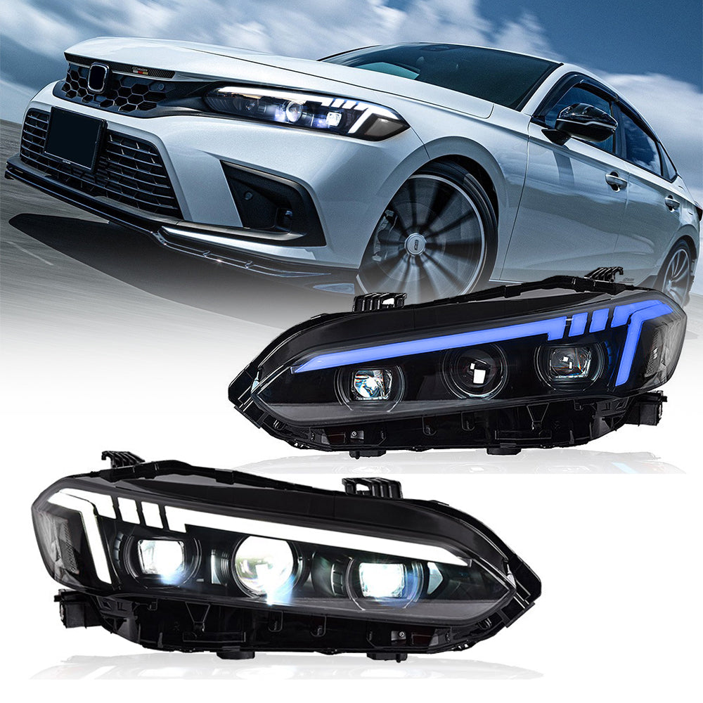 2022-2024 Honda Civic 11th Gen LED Headlights, Premium Upgrade with Evil Eye and Sequential Turn Signals - Kuerled