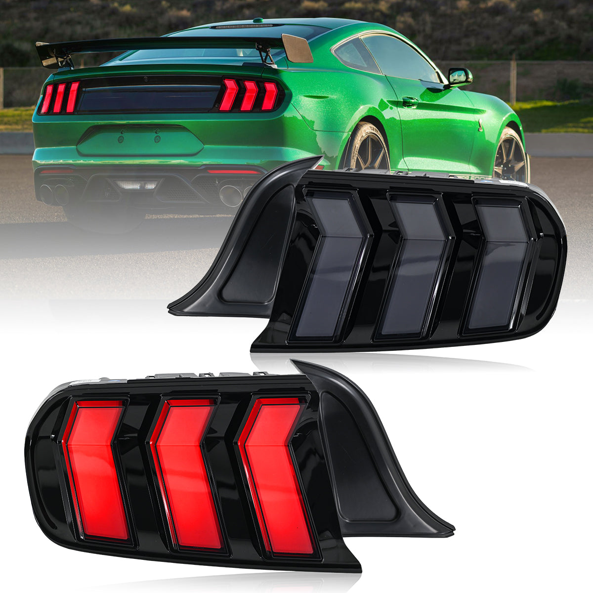LED Tail Lights with Sequential Turn Signals for 2013-2023 Ford Mustang, Plug & Play Assembly