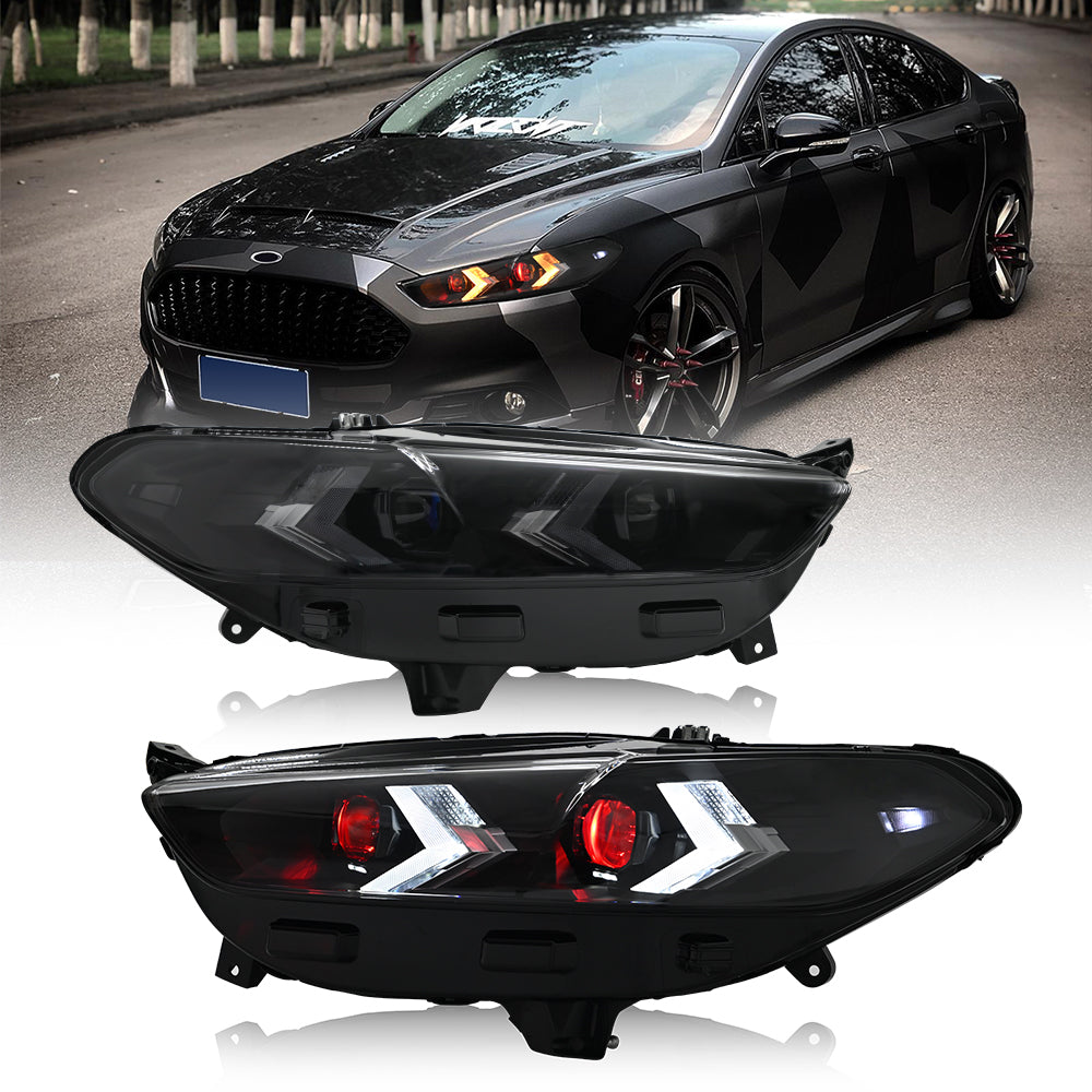 RGB LED Headlight with Demon Eye for 2017-2020 Ford Fusion/Mondeo, Projector Headlamp - Kuerled