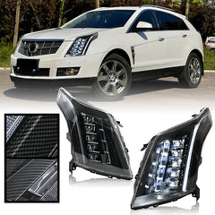 2010-2016 Cadillac SRX LED Headlights (Carbon Fiber Style), Complete Front Assembly, Plug & Play