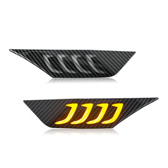 LED Side Marker Lights for 2016-2021 Honda Civic Sedan/Coupe/Hatchback, Smoked Lens & Yellow LED Turn Signal - Kuerled