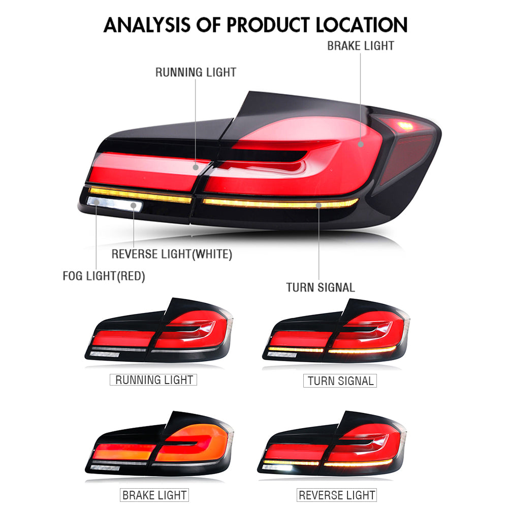 BMW 5 Series F10 F18 Tail Lights (2011–2017) - Smoked LED Tail Light Assembly