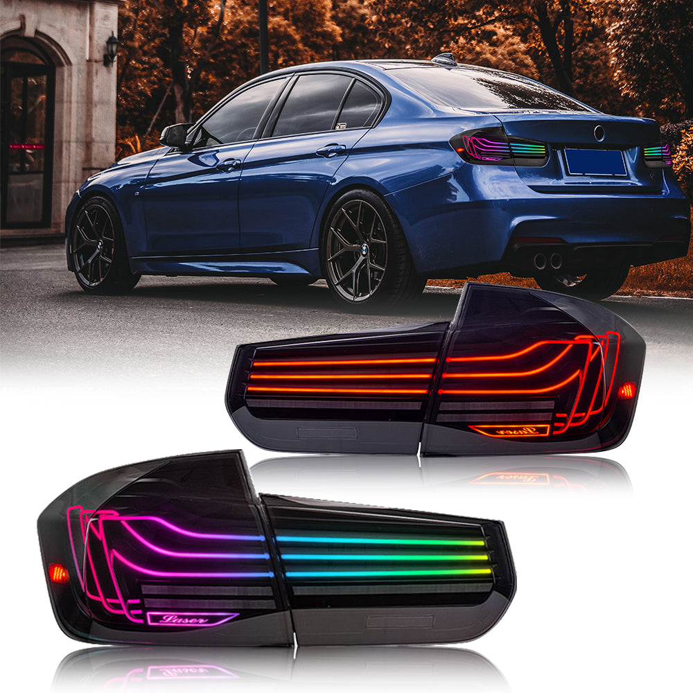 LED Tail Light for BMW 3 Series F30 (2013-2018), Laser Ray Styles(Smoked/RGB)