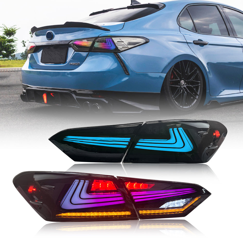 RGB LED Tail Lights for Toyota Camry 2018-2024 LE/SE/XLE/XSE/TRD, Rear Lamp Assembly - Kuerled