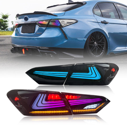 RGB LED Tail Lights for Toyota Camry 2018-2024 LE/SE/XLE/XSE/TRD, Rear Lamp Assembly - Kuerled 1000