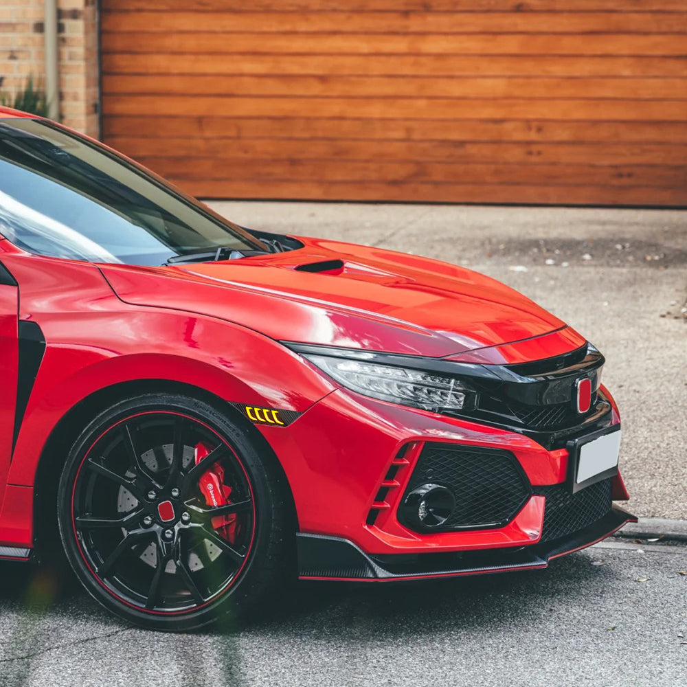 LED Side Marker Lights for 2016-2021 Honda Civic Sedan/Coupe/Hatchback, Smoked Lens & Yellow LED Turn Signal - Kuerled