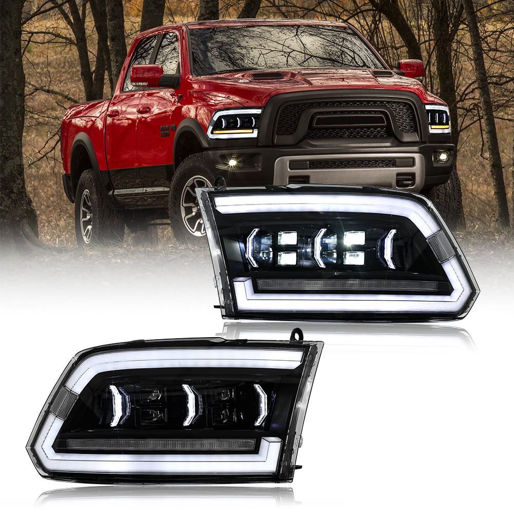 Dodge RAM 1500 (2009-2018) RAM 1500 2500 (2013-2018) LED Headlights, Sequential Turn Signal, Plug & Play Upgrade