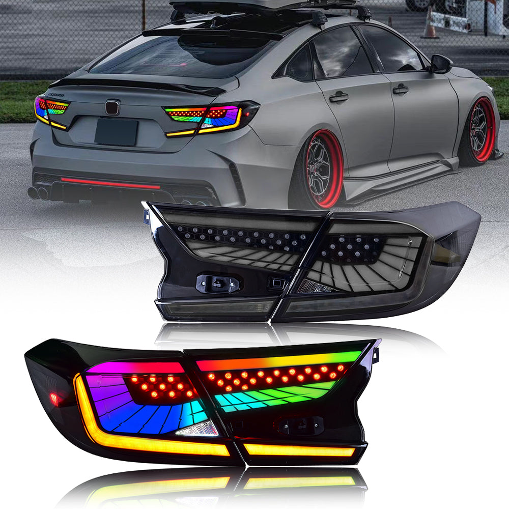 RGB Tail Lights Assembly for Honda Accord 10th Gen 2018-2022, Rear Lamp Replacement Accessory - Kuerled