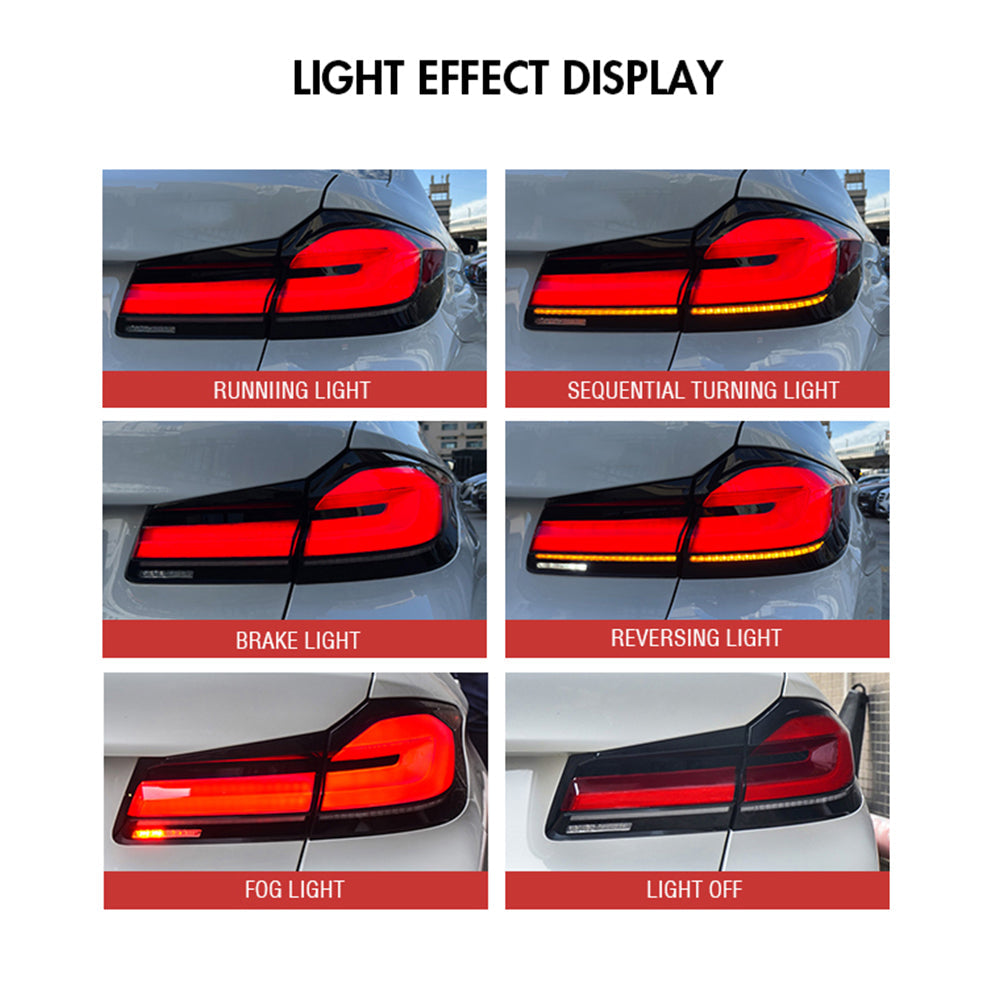 For 2018-2022 BMW 5-Series G30 G38 GTS OLED Style Tail Lights - KuerLED