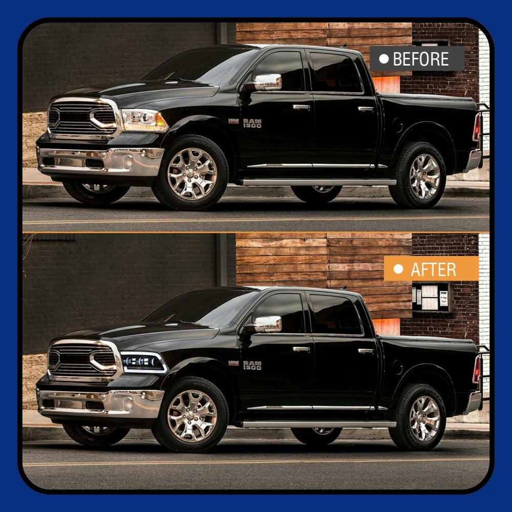 Dodge RAM 1500 (2009-2018) RAM 1500 2500 (2013-2018) LED Headlights, Sequential Turn Signal, Plug & Play Upgrade - Kuerled