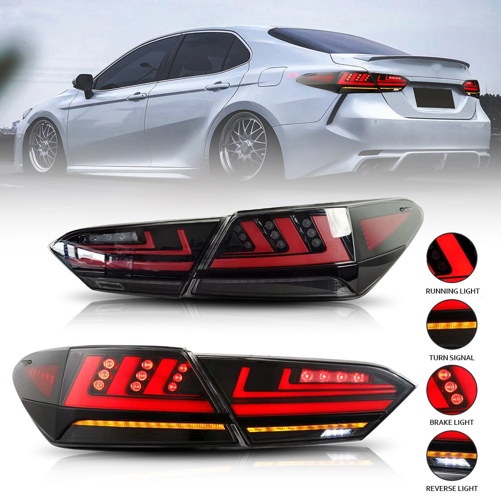 New Accessories For 2018-2024 Toyota Camry 8th Gen Led Tail Light Assembly, SE XSE LE Lexus Style - KuerLED