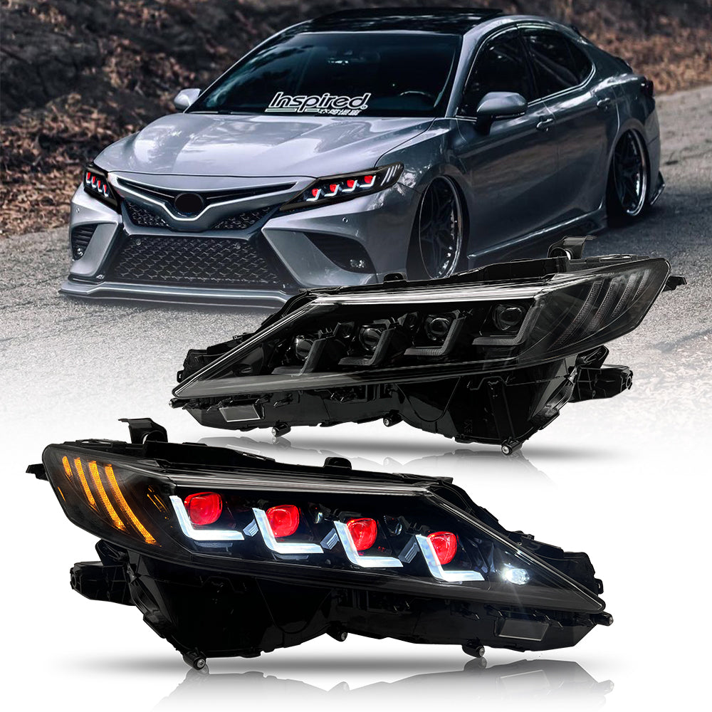 2018-2024 Toyota Camry LE/SE/XLE/XSE/TRD Demon Eye LED Headlights, Quad Projector, Plug & Play - Kuerled