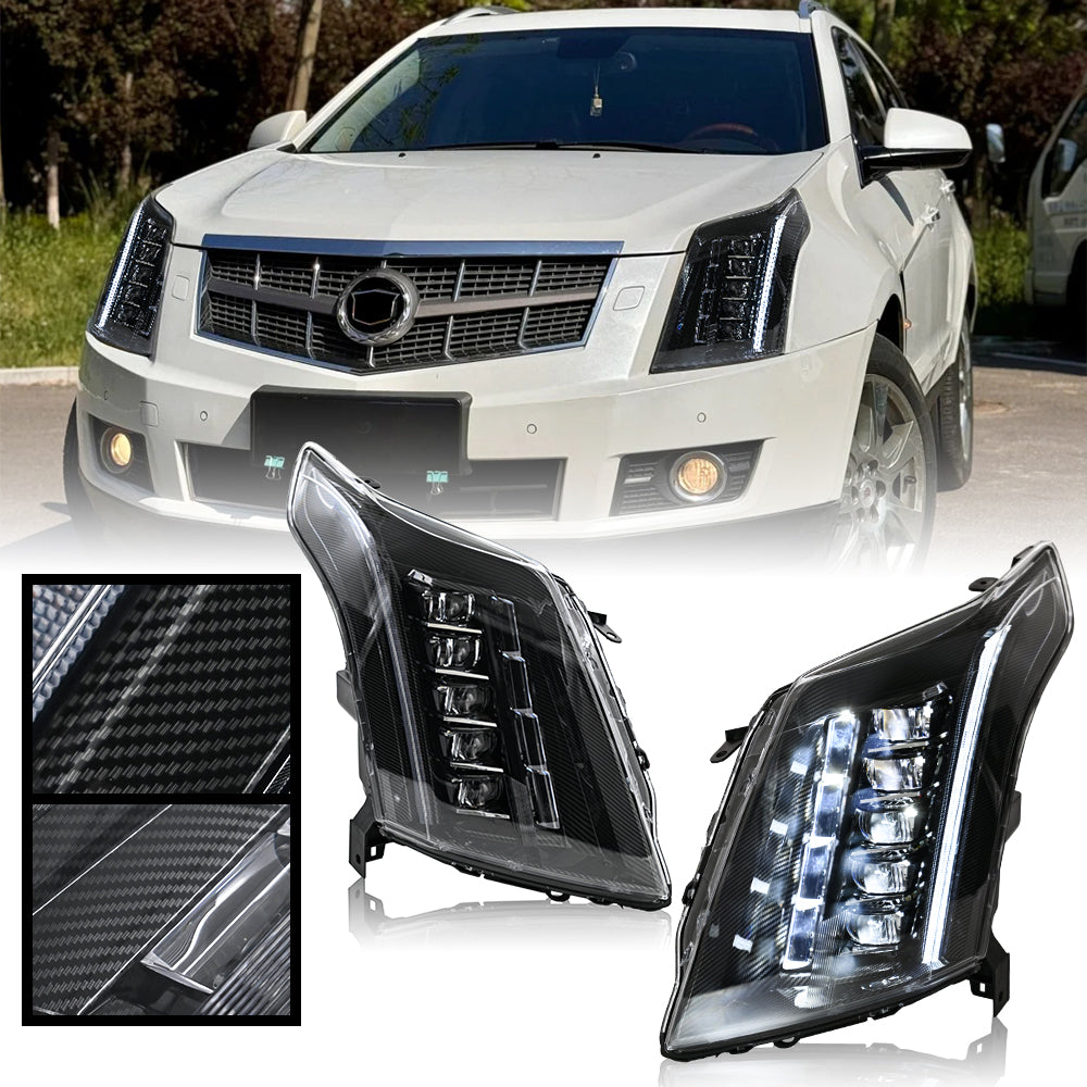 2010-2016 Cadillac SRX LED Headlights (Carbon Fiber Style), Complete Front Assembly, Plug & Play