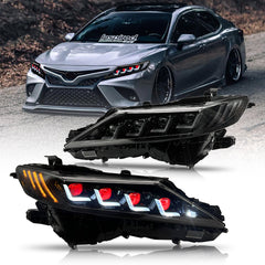 2018-2024 Toyota Camry LE/SE/XLE/XSE/TRD Demon Eye LED Headlights, Quad Projector, Plug & Play