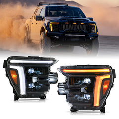 Full LED Headlights Pair for 2024 – 2026 Ford F-150, With DRL, Plug & Play, Only for Lariat, King Ranch, Platinum,Raptor