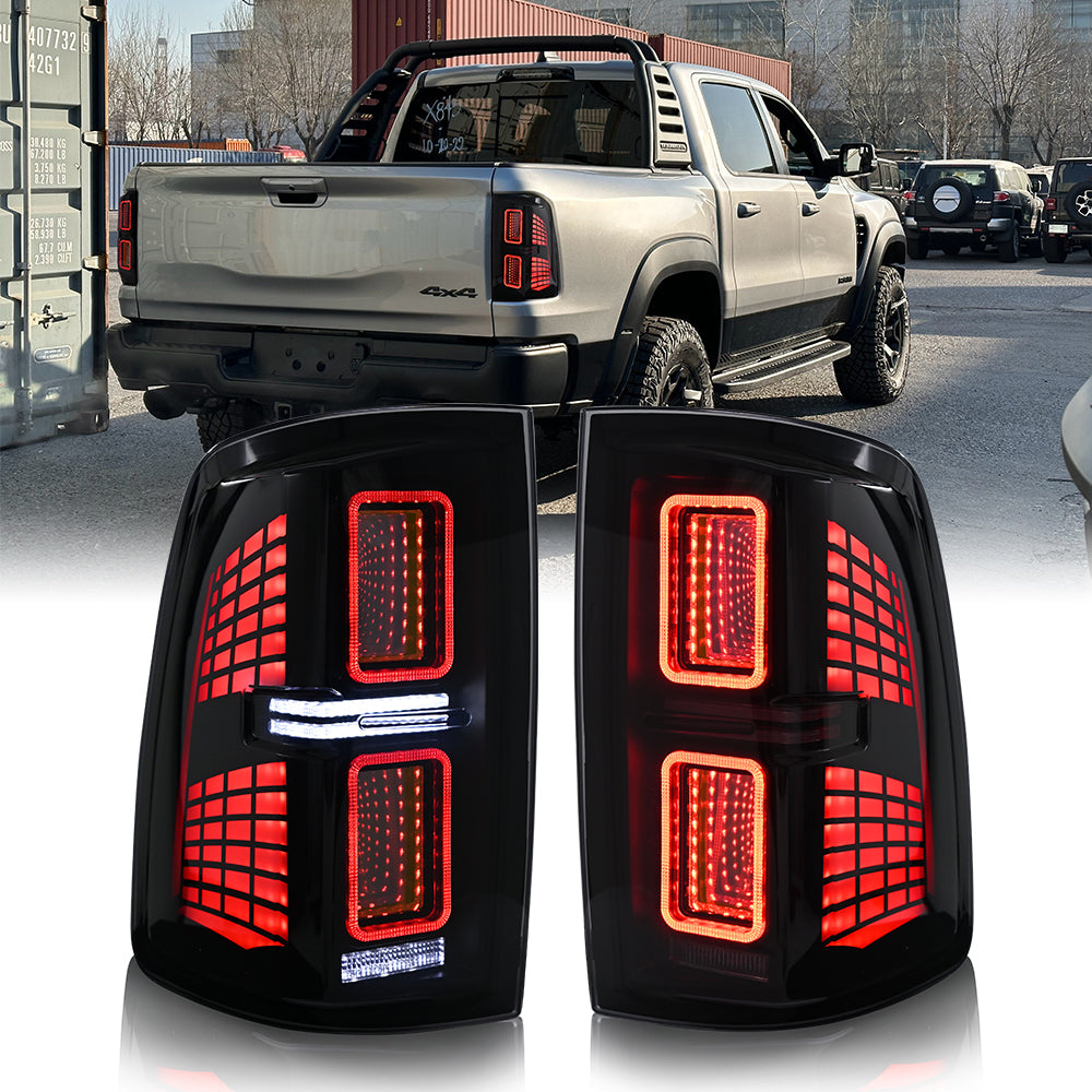 2009-2018 Dodge RAM 1500 & 2013-2018 Dodge RAM 2500 LED Tail Lights, Red Clear Assembly, Plug & Play Upgrade - Kuerled