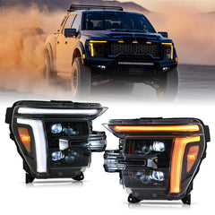 Full LED Headlights Pair for 2024 – 2025 Ford F-150, With DRL, Plug & Play, Only for Lariat/King Ranch/Platinum/Raptor - Kuerled