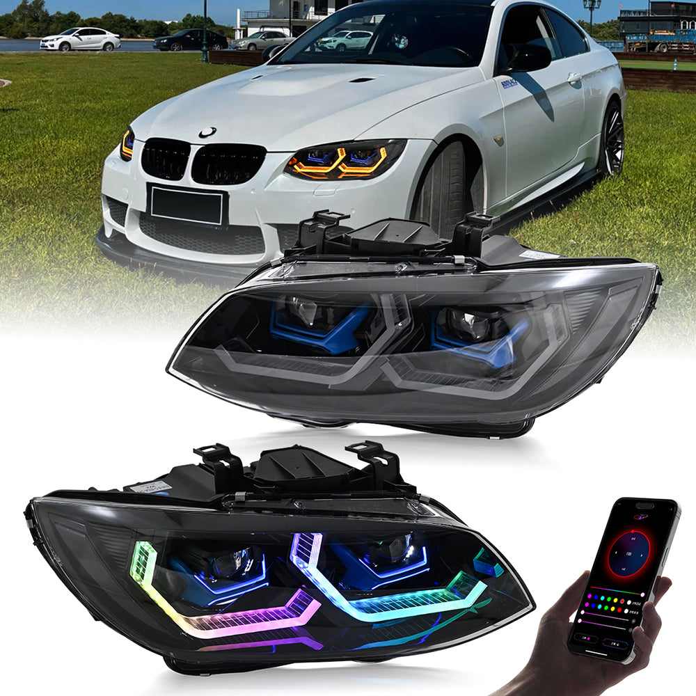 BMW 3-Series RGB LED Headlights (2011-2013 E92/E93/Coupe), Fits 325i/328i/335i, Plug and Play, Easy Installation - Kuerled