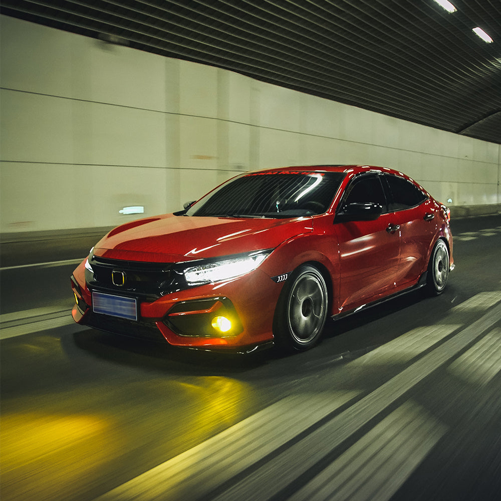 LED Side Marker Lights for 2016-2021 Honda Civic Sedan/Coupe/Hatchback, Smoked Lens & Yellow LED Turn Signal - Kuerled