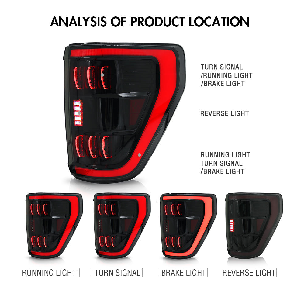 Led Tail Light for 2021-2023 Ford F150 F-150 XLT Whit Blind Spot Radar module - KuerLED