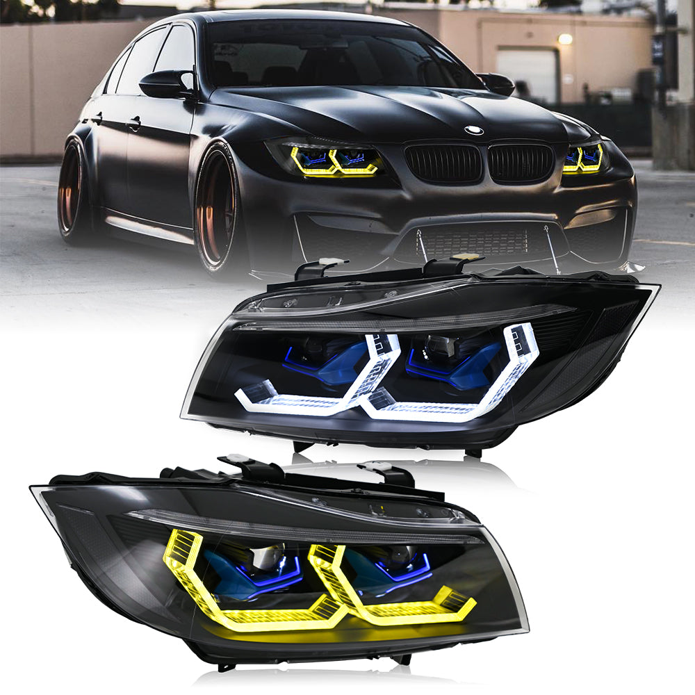 BMW 3-Series LED Headlights (2005-2012 E90/E91), Fits 320i/323i/325/328i/330/335 Halogen/Xenon - Kuerled