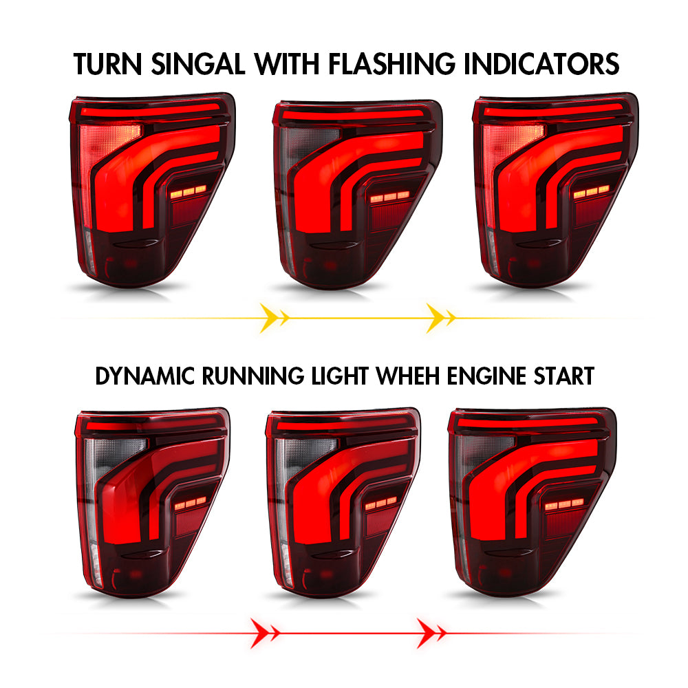 Full LED Tail Light Fit w Blind Spot for 2021-2025 Ford F150 F-150 Sequential Lights - Kuerled