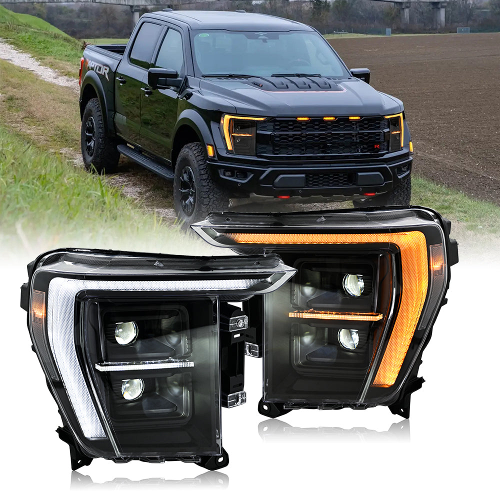 2022-2024 Ford F-150 Full LED Headlights, 14th Generation, P702 Front Assembly, Plug & Play - Kuerled