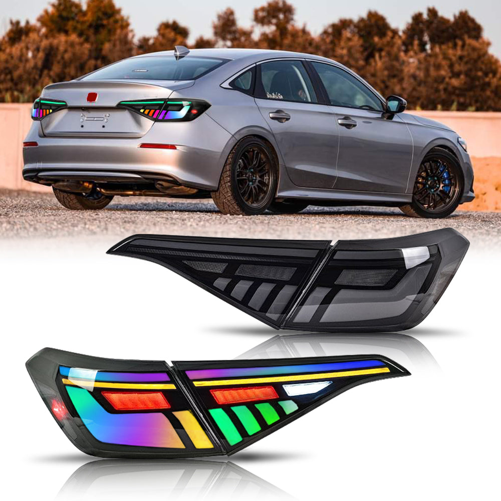 RGB Sequential LED Tail Lights for Honda Civic 11th Gen 2022-2024, OEM Compatible, Multi-Color, Easy Installation - Kuerled