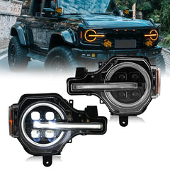 LED Headlights for 2021–2025 Ford Bronco 2/4-Door w/ Sequential Turn Signal & Start-Up DRL