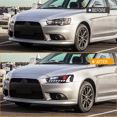 LED Headlights for 2008+ Mitsubishi Lancer & EVO X – Front Lamps with Startup Animation