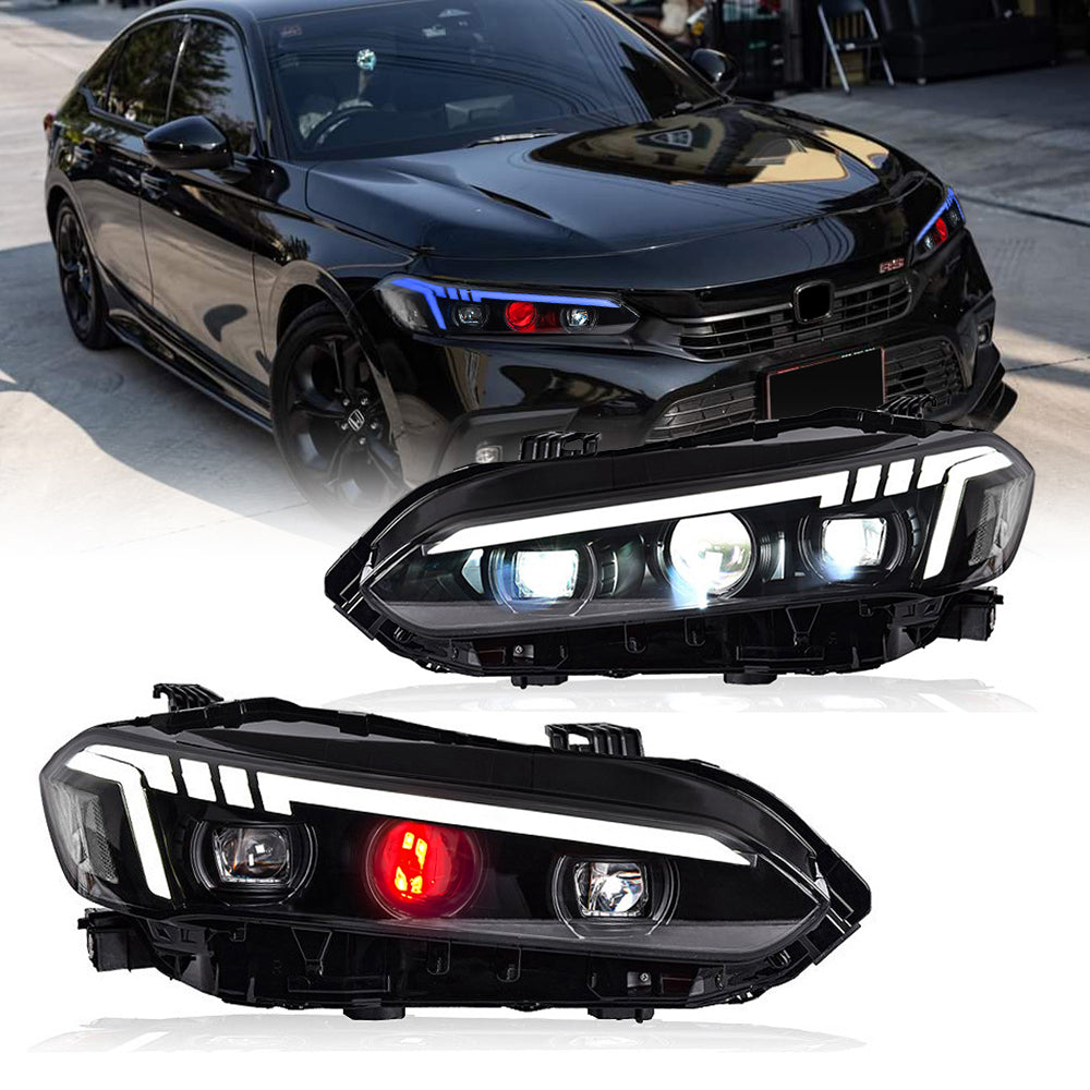 2022-2024 Honda Civic 11th Gen LED Headlights, Premium Upgrade with Evil Eye and Sequential Turn Signals