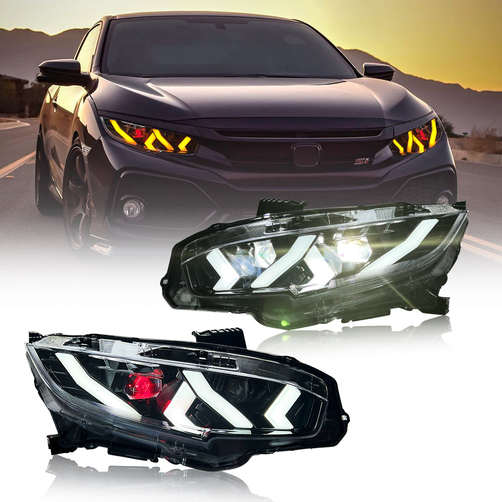 LED Headlights for 2016-2021 Honda Civic 10th Gen | Sedan/Hatchback/Coupe Complete Assembly Upgrade