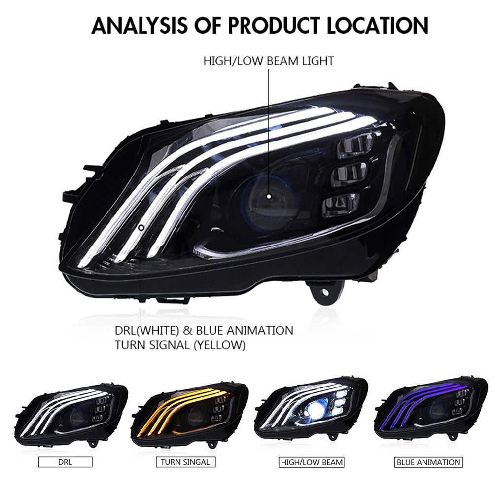 For 2015-2021 Mercedes-Benz W205 C180 C200 C260 Led Headlights Assembly and Maybach Exelero same model - KuerLED