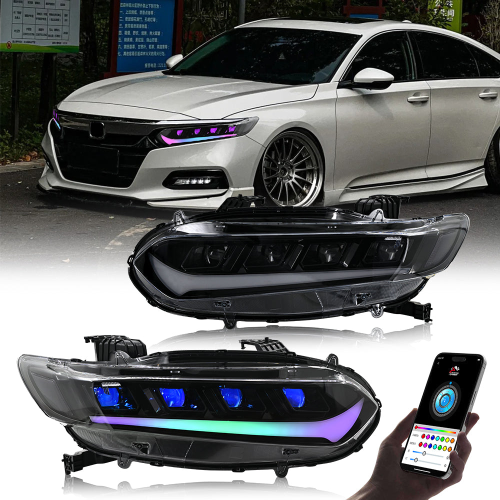 RGB Headlight for Honda Accord 10th Gen 2018-2021 LX/EX/EXL/Sport/SE - Kuerled