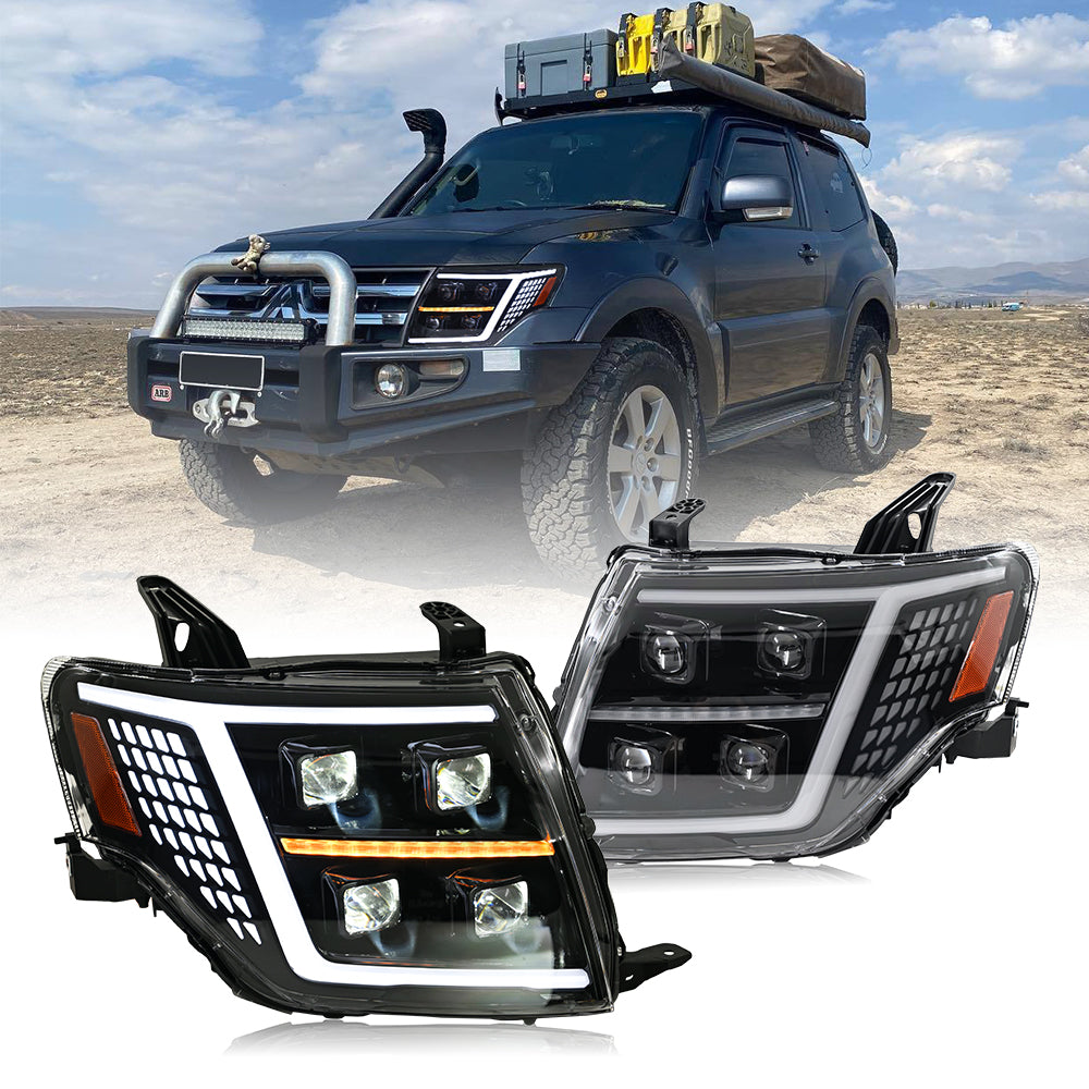 LED Headlight for 2009-2021 Mitsubishi Pajero V93/V97, With Dynamic Animation Lights - Kuerled