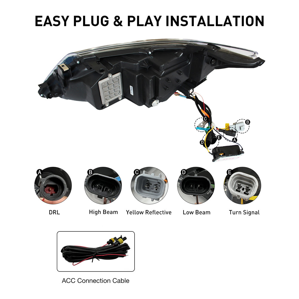 LED Headlight for 2012-2014 Toyota Camry, Animation Sequential Front Lamps - Kuerled