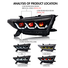 2012-2014 Toyota Highlander Full LED Headlight Assembly With Devil Eyes