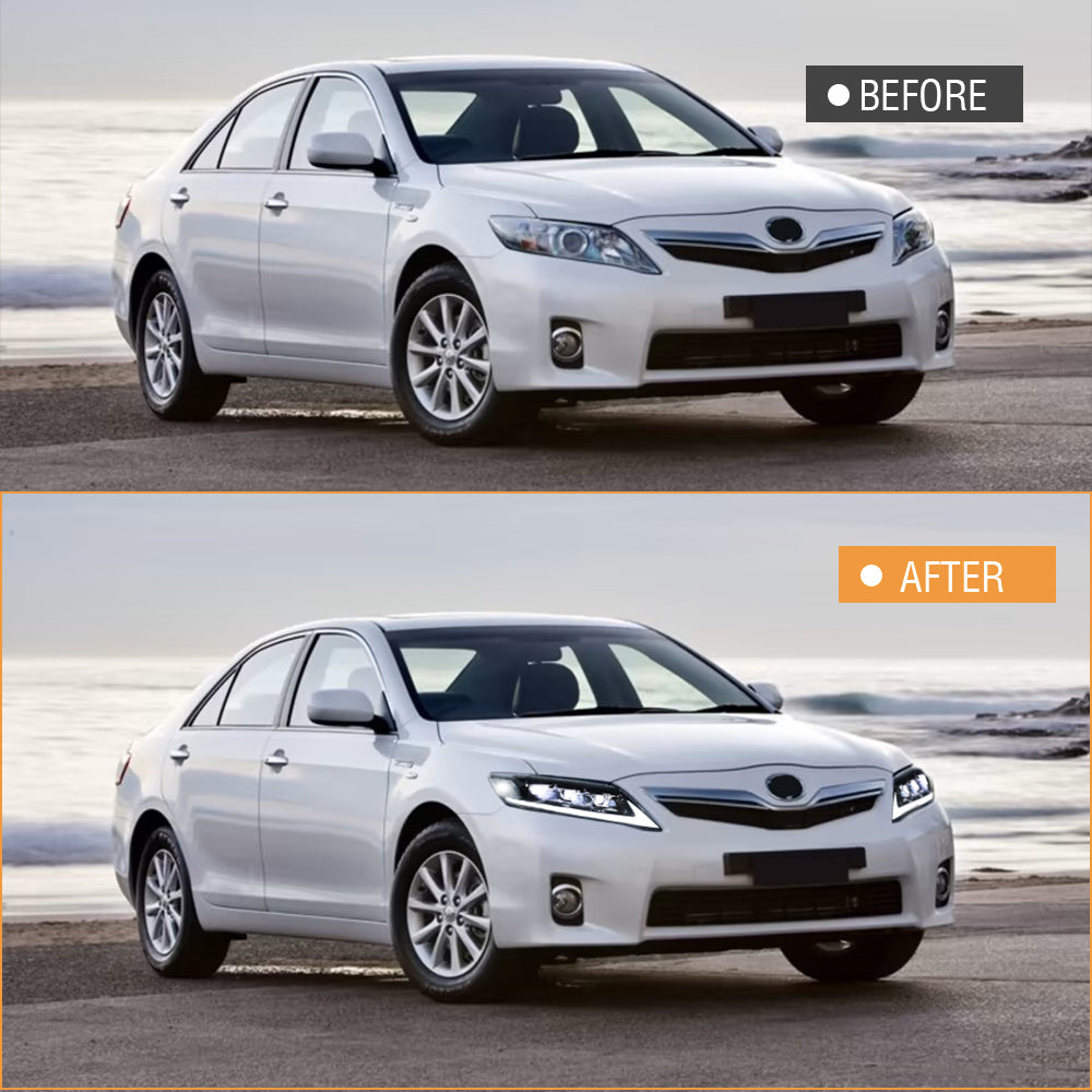 Pair Of Chrome Projector Headlights For 2010-2011 Toyota Camry – Left & Right Assembly
