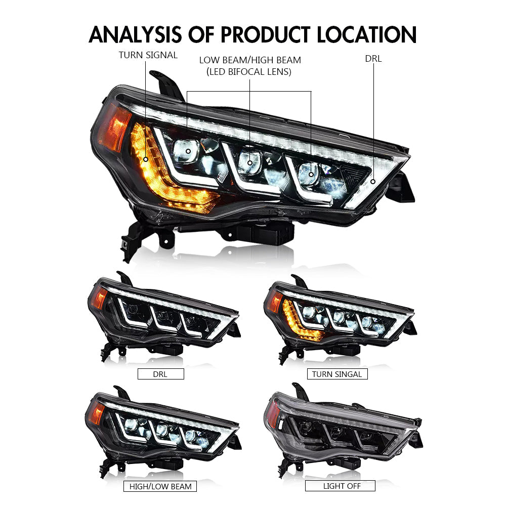 For 2014-2022 Toyota 4Runner Led Headlights (White/Devil Eyes) - KuerLED