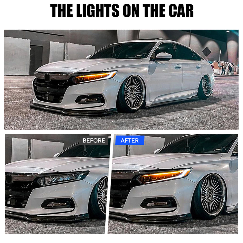 LED Headlights For 2018-2021 Honda Accord With DRL Sequential Turn Signal Front Lamp - KuerLED