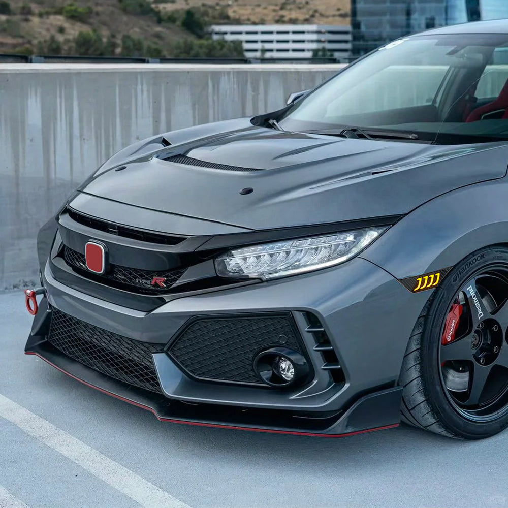 LED Side Marker Lights for 2016-2021 Honda Civic Sedan/Coupe/Hatchback, Smoked Lens & Yellow LED Turn Signal - Kuerled