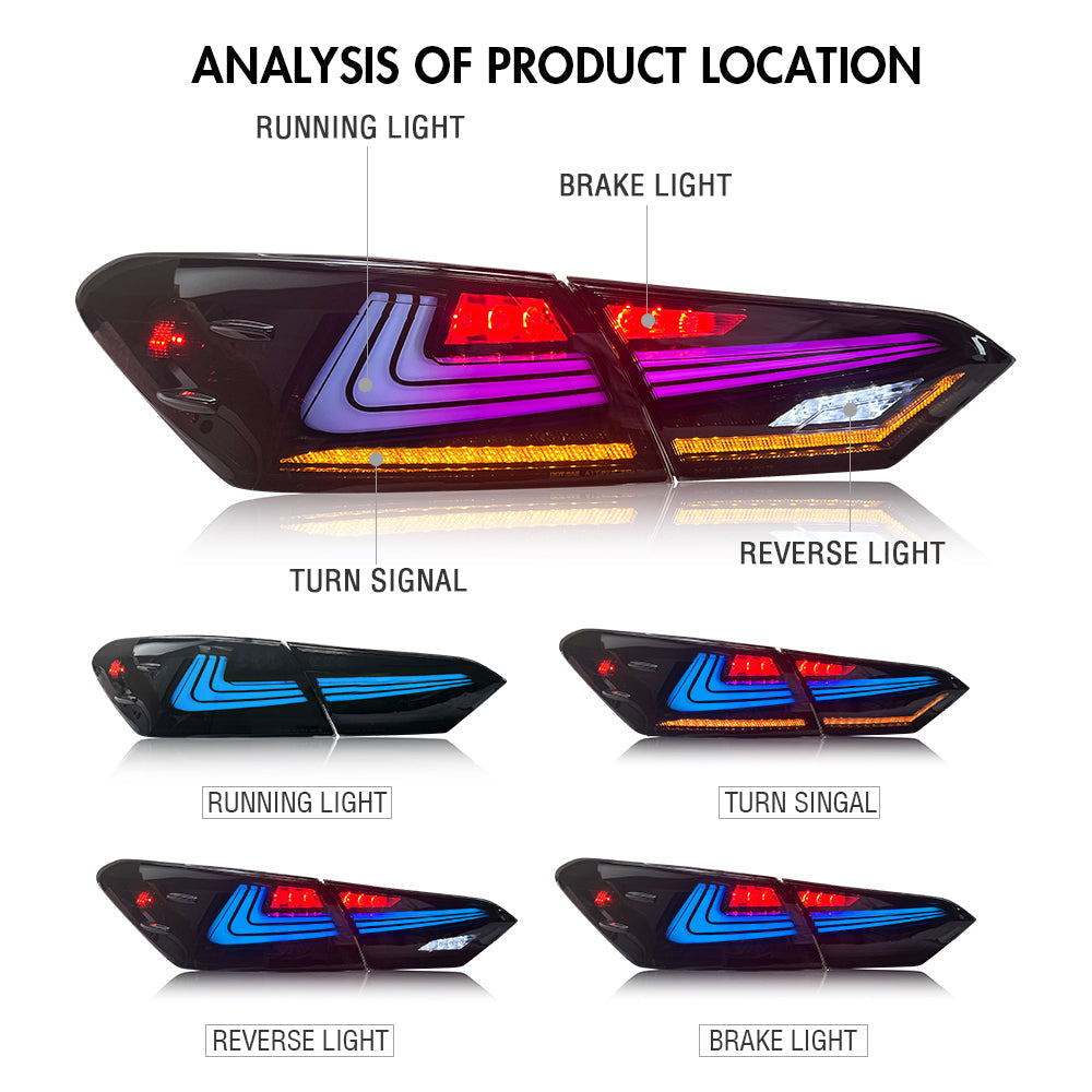 RGB Led Tail Lights For 2018-2024 Toyota Camry LE/SE/XLE/XSE/TRD - KuerLED