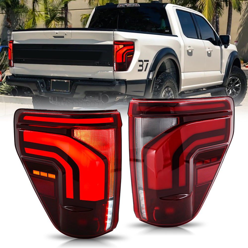 Full LED Tail Light w Blind Spot for 2021-2025 Ford F150 F-150 Sequential Lights - Kuerled