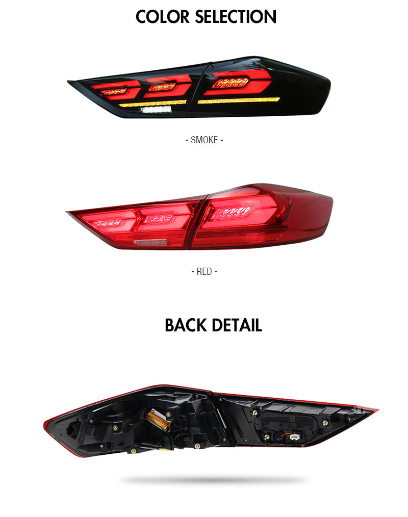 For 2015-2018 Hyundai Elantra Led Tail Lights With Start-up Animation Sequential Breathing Turn Signal Replace(Smoked/Red) - KuerLED