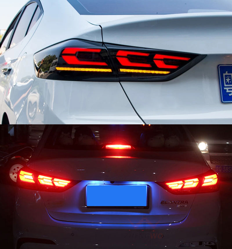 For 2015-2018 Hyundai Elantra Led Tail Lights With Start-up Animation Sequential Breathing Turn Signal Replace(Smoked/Red) - KuerLED