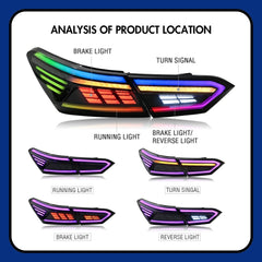 New Toyota Camry RGB LED Tail Lights (2018-2024), Custom Sequential LED Tail Light Assembly - Kuerled