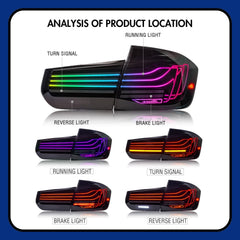 LED Tail Light for BMW 3 Series F30 (2013-2018), Laser Ray Styles(Smoked/RGB) - Kuerled