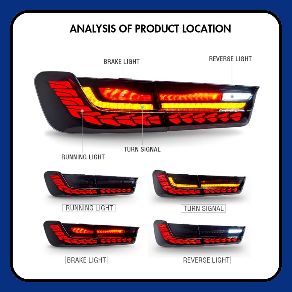 BMW 3 Series G20 G80 M3 (2019-2021) LED Dragon Scale Tail Lights - Dynamic Animation - Kuerled