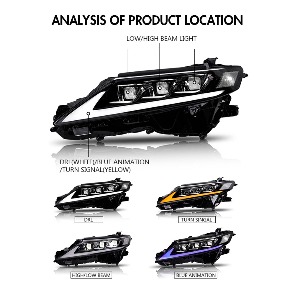 For 2018-2024 Toyota Camry Led Headlights (Clear refletor) - KuerLED
