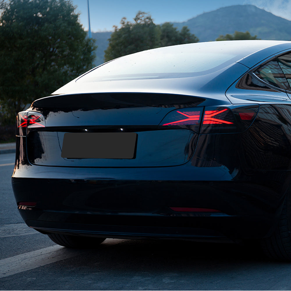 For 2017-2022 Tesla Model 3 & Model Y Smoked LED Tail Lights With Start-up Animation (X-Men series Style) - KuerLED